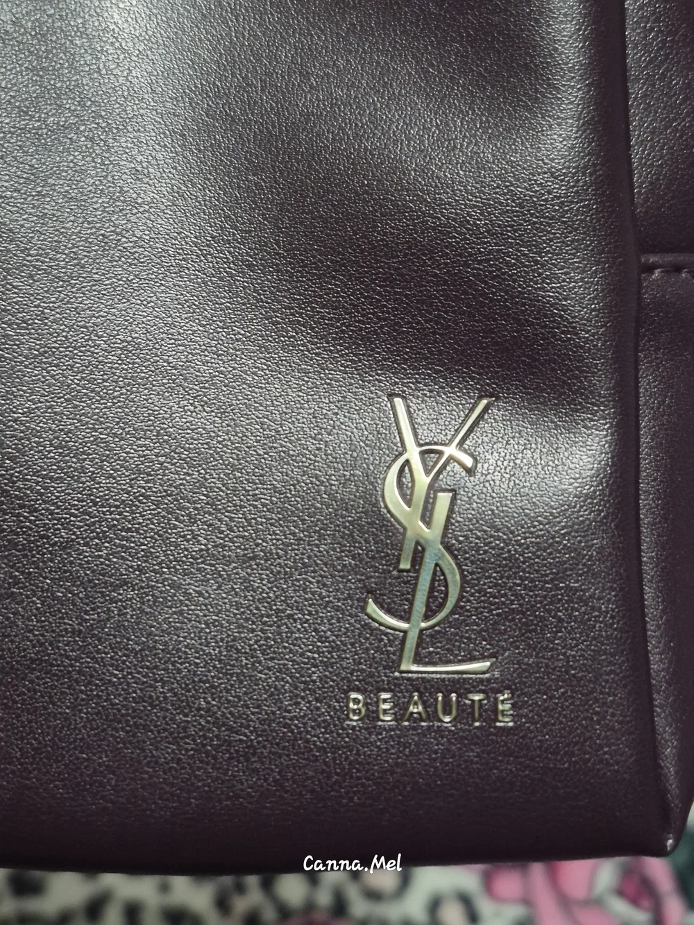 Yves Saint Laurent Beaute Plum Leather Cosmetic Pouch